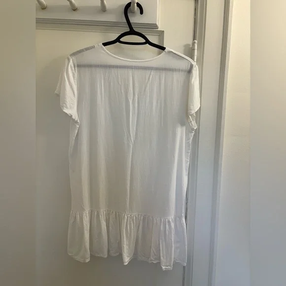 White Ruffled Button-Down Swim Coverup - Picture 2 of 4